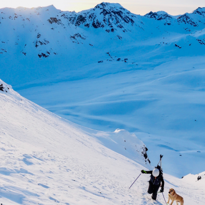 Back country skiing has taught me to focus on what I can control. I often put one boot in front of the other and let my eyes follow my inch worming skis up the mountainside. When I find my fear meter climbing to an uncomfortable peak, I then focus my eyes on my husband's tracks and follow his lead past my fear. Murray still isn't sure what there is to be scared about.